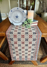 PARLOR WEAVE RED/NAVY/LINEN SHORT RUNNER *NEW* AVAIL JULY 2024